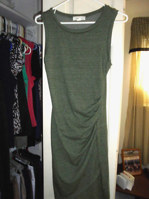 TREASURE  & BOND GREEN SLEEVELESS DRESS GATHERED ON  ONE SIDE SZ SMALL