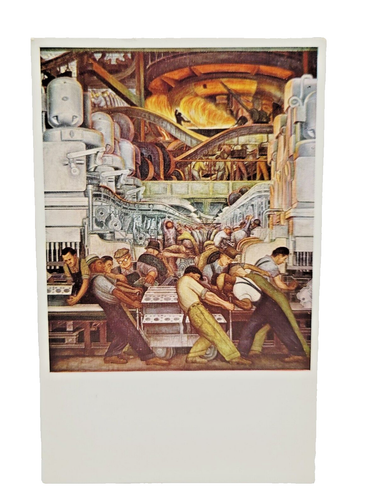 Postal de artes del Instituto Diego Rivera de Detroit Industry Man & Machinery de Detroit