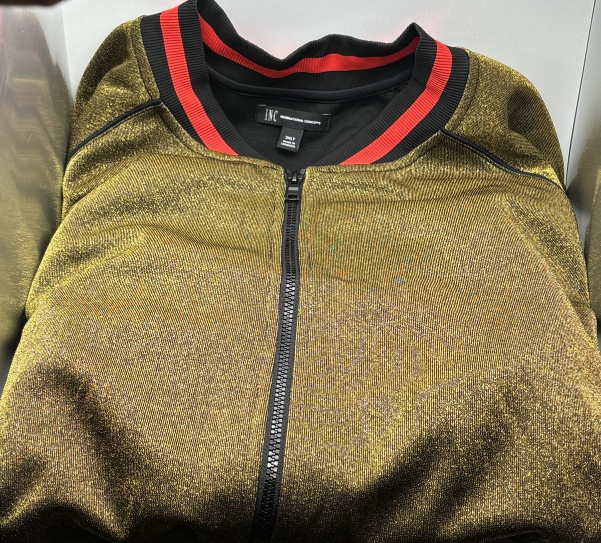 Mens INC International Concepts Track Jacket in Gold Metallic