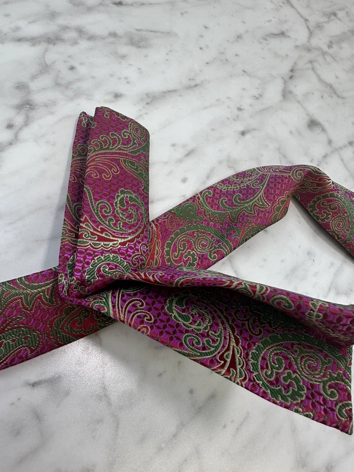 BARCELONA CRAVATTE Men Necktie with Hanky; Multicolor, Paisley, 3" - Image 2 of 4