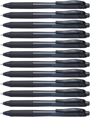 Pentel Energel X Roller Gel Pen 1.0Mm Black Ink 12 Count Fast Drying No Smudge