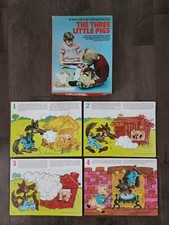 The Three Little Pigs - 4 Read and Push Through Puzzles Vintage 1950's 60's 70's