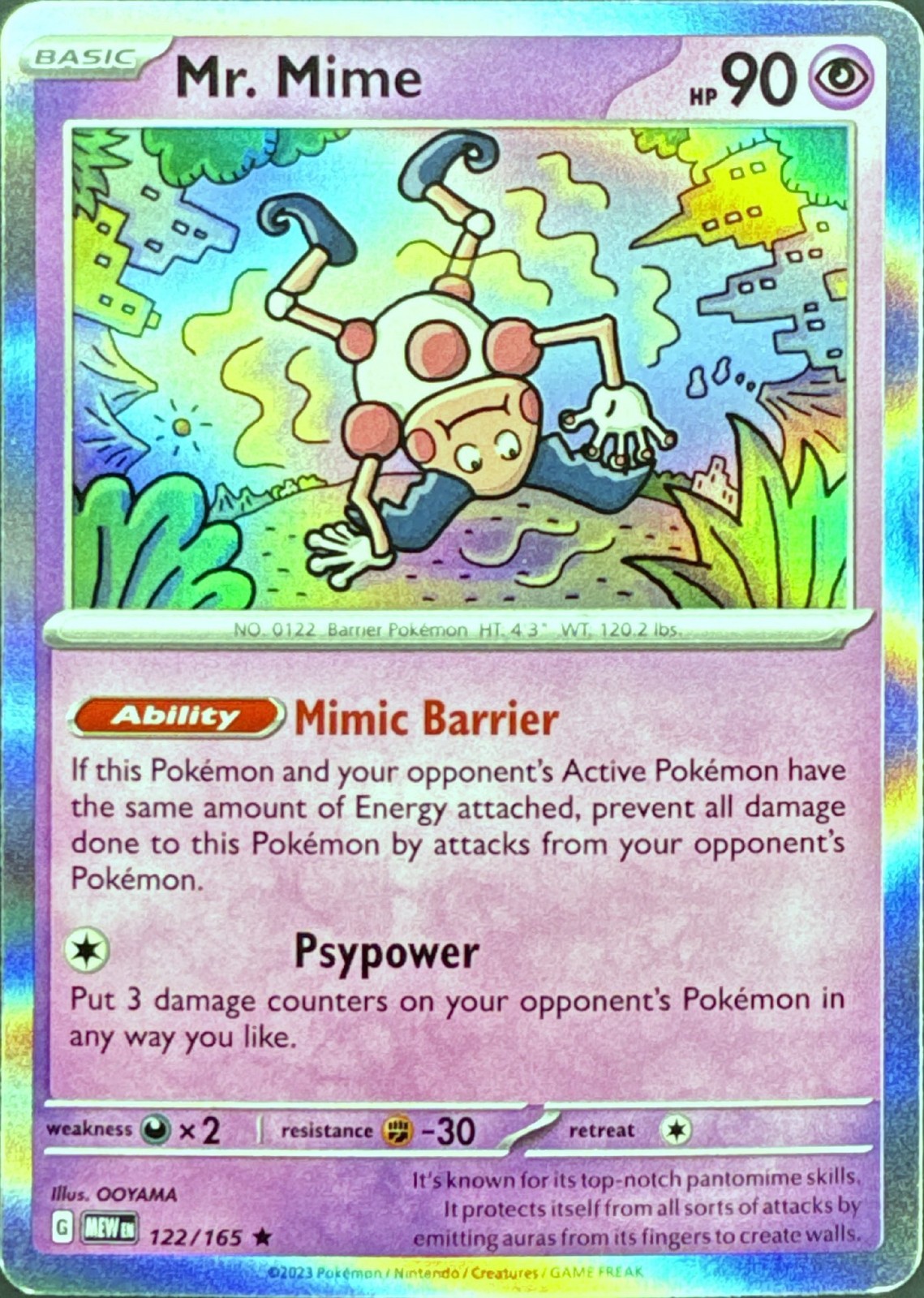 Pokemon Mr. Mime 122 Holo Rare - 151 NM