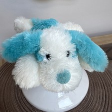 Aurora People Pals Flopsie Plush White Blue Teal Puppy Dog Small Stuffed Animal