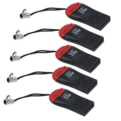 VizGiz 5 Pack Micro SD Card Reader with Tether Pocket SDXC TF black