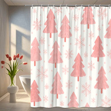 Pink Christmas Tree Shower Curtain - Winter Decor