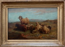 FRANÇOIS SIMON 1818-1896...GRAND & BEAU PAYSAGE AVEC BREBIS & BÉLIER AU REPOS