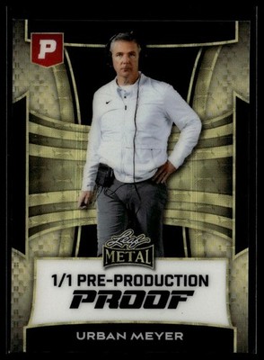 2025 Leaf Metal Pristine Urban Meyer Super Golden Prismatic Pre Prod Proof 1/1