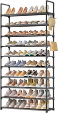 Shoe Rack for Closet - 10-Tier Shoe Organizer with Hook Rack, Large-Capacity S