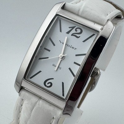 Vintage Vernier Quartz Watch Unisex Silver Rectangle Japan Analog New Battery