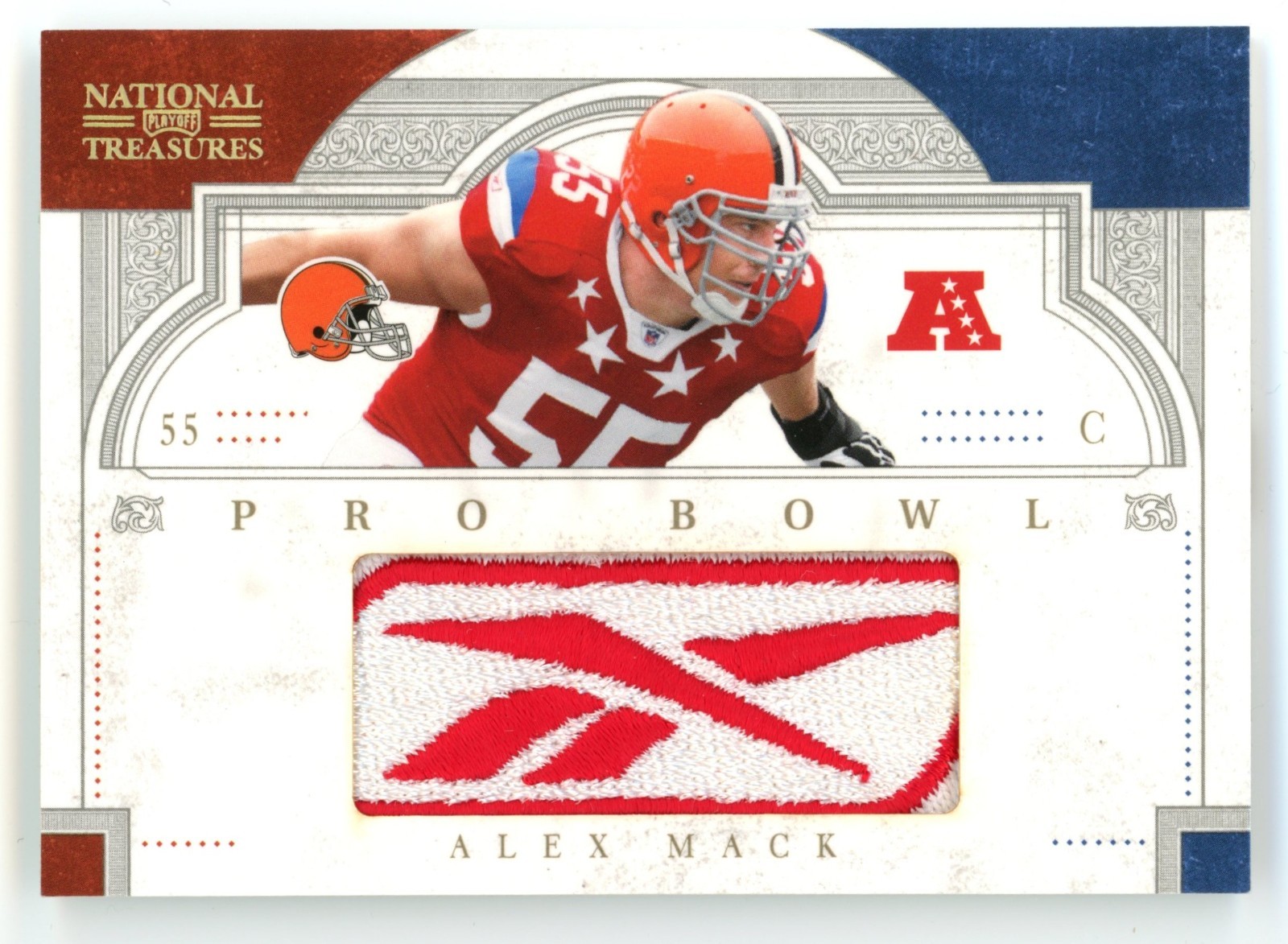 2011 NATIONAL TREASURES COLOSSAL MATERIAL PRO BOWL REEBOK LOGO #43 ALEX MACK 1/1