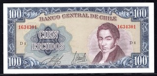 CHILE 100 ESCUDOS ND (1962) SERIES D8 P141 B276b2