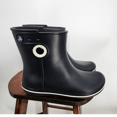 Crocs Jaunt Shorty Black Roomy Fit Pull On Rain Boots Size 8 Women's