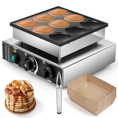 Big 2.9   Pancake Maker Machine 9PCS for Breakfast, Non-stick Mini Dutch Dora...