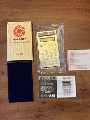 SHARP EL-835 Vintage Solar Cell Calculator Rechner Ovp Unbenutzt Top