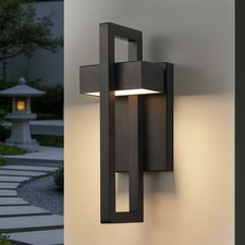 1-2 Pack 13.7 in. Black Outdoor Wall Light