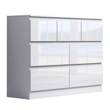High Gloss 7 Drawer Chest Of Drawers Bedroom Unit Furniture Scratch Resistant