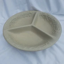 Divided Serving Dish/Platter W/ Raised Leaf Design