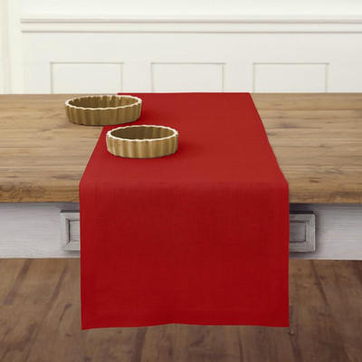 Linen Red Table Runner 36 Inches - 100% Pure Linen Small Table Runner 14 x 36 In
