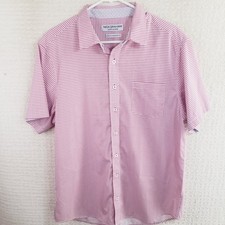 Nick Graham Performance Red Stretch Modern Fit Short Sleeve Button Shirt Men's L