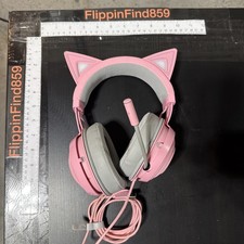 Razer Kraken Kitty Headphones Cat Ears Wired USB Gaming Headset Pink no sound