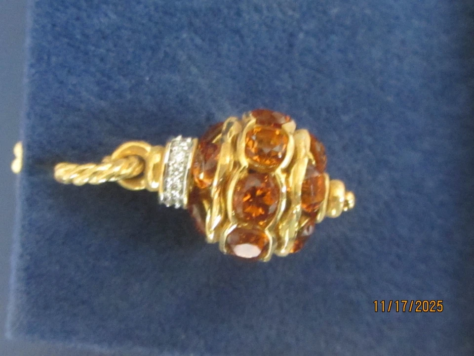 Pendientes David Yurman citrino y diamantes oro 18K. Nuevo. Hermoso y raro. Foto 2 de 4