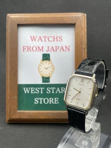 [Near Mint] Vintage SEIKO Dolce 8N41-5170 Gold Silver Rectangle Quartz Men JAPAN
