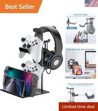 Sleek Aluminum Headphone Stand Controller Holder - Universal Desk Organizer