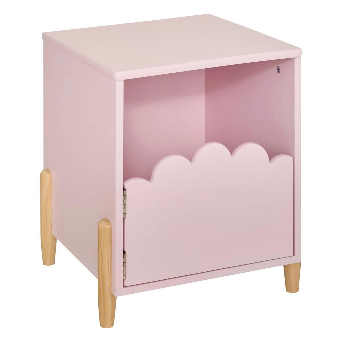 Table de chevet enfant Douceur rose 40cm meuble nuit fille en bois