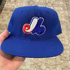 Vintage Montreal Expos 90s New Era USA Wool Pro Model Snapback Hat Cap Sz M/L