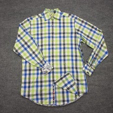 Robert Graham Shirt Mens XL Multicolor Check Long Sleeve Embroidered Flip Cuff