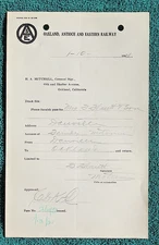 1921 Danville to Oakland Railway Pass OA&E Railroad California Train Paper Pass