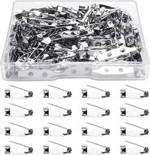 100 Pcs Bar Pins - Silver Brooch Clasp Pins for Badges, DIY Craft, Sewing, Baby