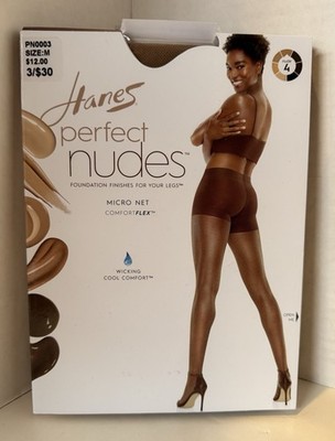 New Hanes Perfect Nudes PN0003 Micro Net Medium Pantyhose Nude 4