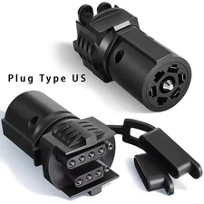 7 Way Round to 4 / 5 Pin Flat Trailer Wire Light Adapter Plug RV Tow Connector