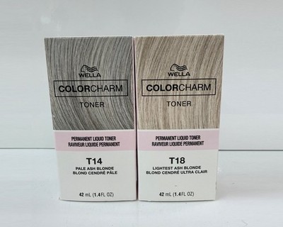 Wella Color Charm T14 Pale Ash Blonde & T18 Lightest Ash Blonde 1.4 oz Combo