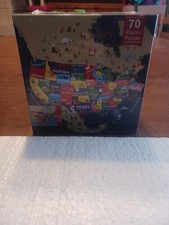 Map of the USA State Puzzle - 70 Pieces - Round w/pictures of known for