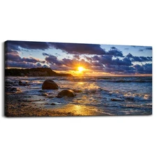 canvas wall art for living room bedroom Wall Decor blue ocean landscape paint...