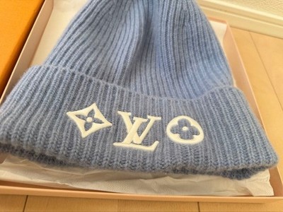 LV Hat Light Blue Beanie Used Good Condition Louis Vuitton