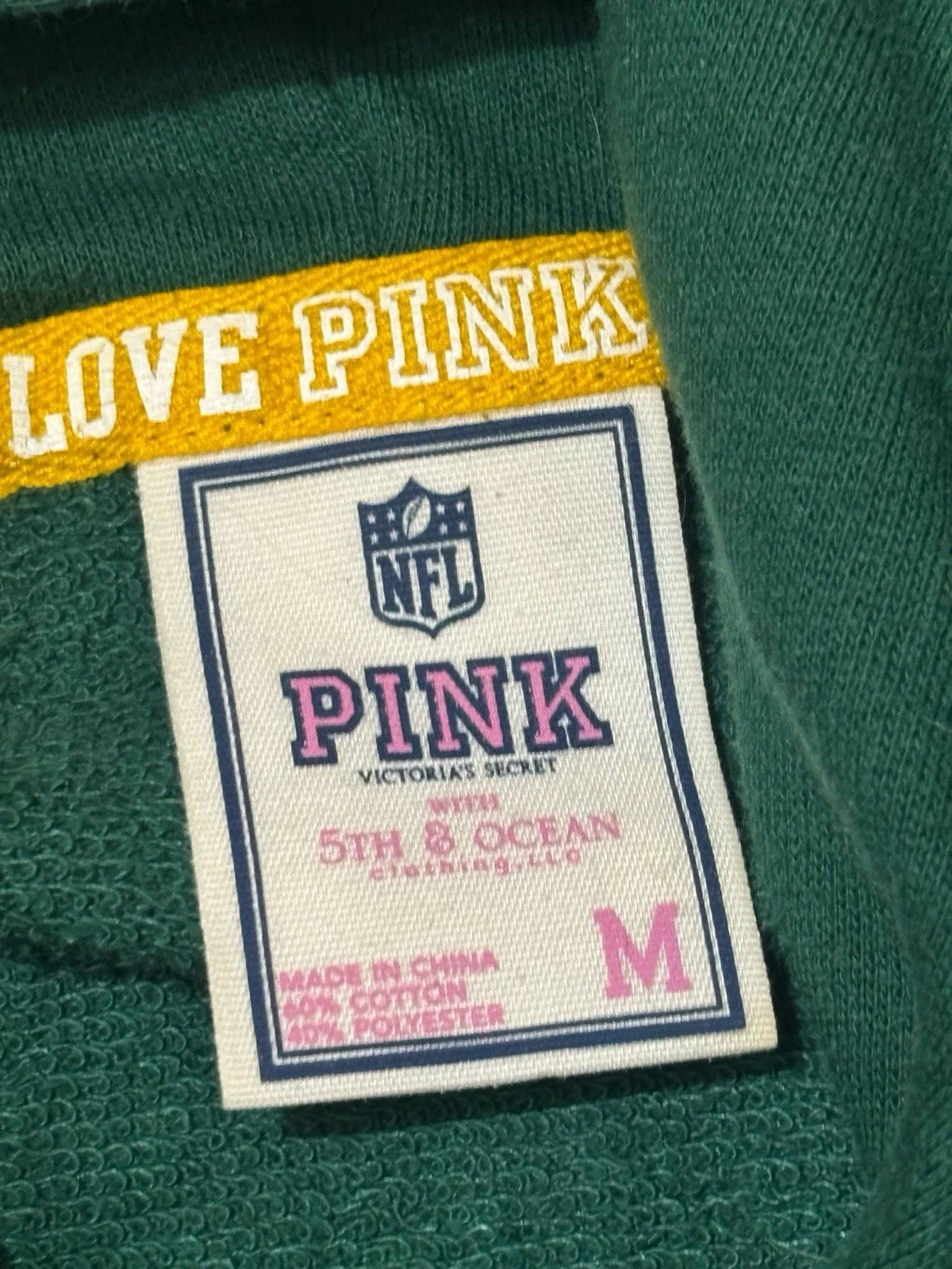 UNDERCOVER Felpa con cappuccio Victoria's Secret ROSA donna full zip verde Bay Packers Bling Medium