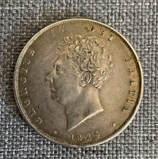1825 George IV Silver Half Crown Crown .925 (High Grade) Near Unc beautiful tone