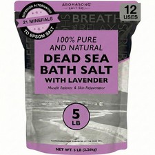 Aromasong Pure Dead Sea Salt for Soaking with 100 Natural Lavender, 5 LB - S...