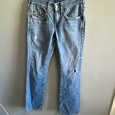 True Religion World Tour Johnny Straight Jeans Light Wash 30x32 Made in USA 0183