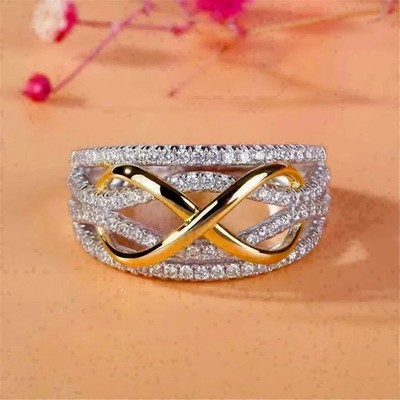 2Ct Round Cut Lab Created Diamond 14k Yellow Gold Plated Infinity Wedding Ring