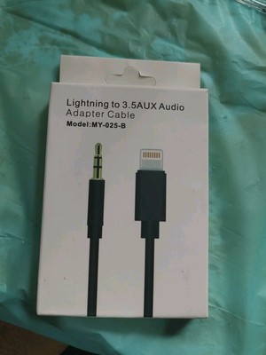 White IPHONE CABLE TO 3.5 AUX AUDIO ADAPTER CABLE - 1 PCS  MY-025-B