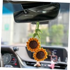 2 Pieces Handmade Sunflower Car Accessories Sunflower Pendants Car Mirror