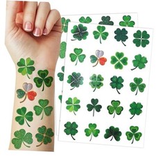 40 Pieces Glitter Shamrock Temporary Tattoos, St Patricks Day Tattoos shamrock