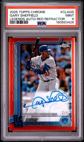 2025 Topps Chrome Gary Sheffield Legends Autograph Red Refractor 2/5 PSA 9