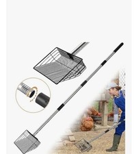 10inch Large Metal Chicken Poop Scooper, 24 to 68" Long Chicken Coop Litter S...