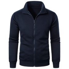 Men'S Casual Sports Zipper Stand up Collar Jacket, Men'S Solid Color Top